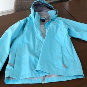 Light blue, North Face girls light rain jacket